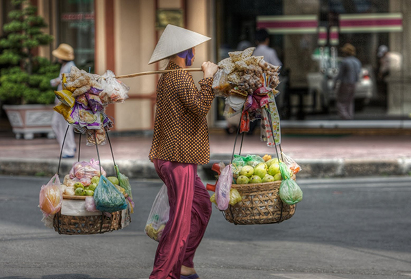 Rattan baskets food vendor