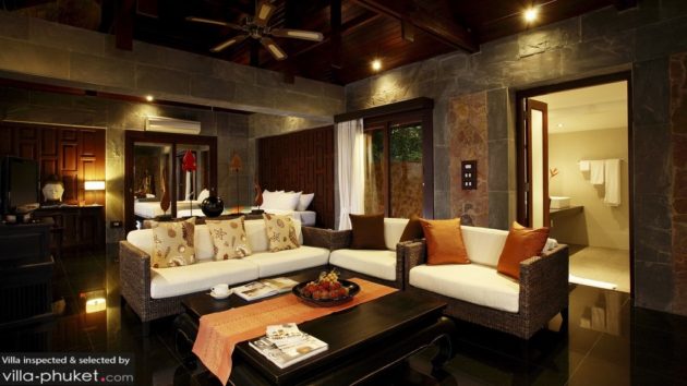 Luxurious living room in villa Baan Lom Talay