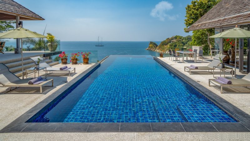 a truly luxurious villa with an infinity swimming pool overlooking the stunning ocean view